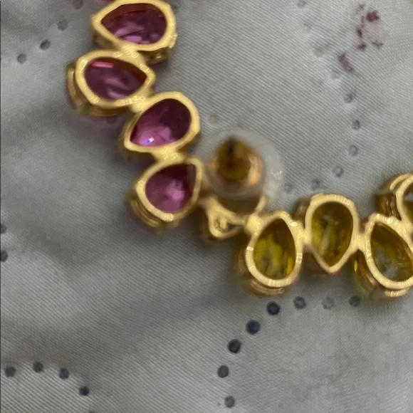 Pink and Yellow Teardrop Crystal Large Hoop Earrings